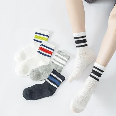 Set 5 Đôi Tất Lưới Thu Đông Thoáng Khí Cho Bé Trai Bé Gái 1-12 Tuổi Mẫu Sọc Thể Thao T29 - Ảnh 2