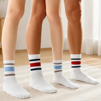 Set 5 Đôi Tất Lưới Thu Đông Thoáng Khí Cho Bé Trai Bé Gái 1-12 Tuổi Mẫu Sọc Thể Thao T29 - Ảnh 5