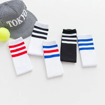 Set 5 Đôi Tất Thu Đông Cao Cổ Cho Bé 1-15 Tuổi Mẫu Kẻ Ngang T21