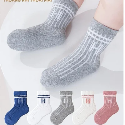 Set 5 Đôi Tất Thu Đông Cho Bé Trai Bé Gái 0-5 Tuổi Mẫu Chữ H T23 - Ảnh 3