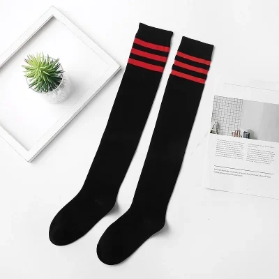 Tất Cổ Cao Thu Đông Cho Bé 8-12 Tuổi Mã Tất Chân Gân Tăm Đen Đỏ T83 - Ảnh 3