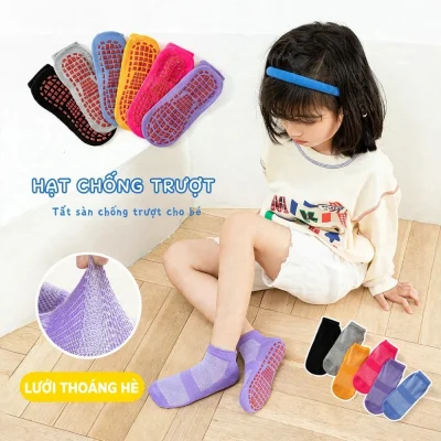 Set 5 Đôi Tất Lưới Chống Trơn Trượt Cho Bé 1-12 Tuổi Mẫu T17