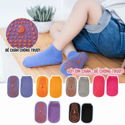 Set 5 Tất Chống Trượt Cho Bé Trai Bé Gái 1-12 Tuổi Cổ Ngắn Nhiều Màu T20