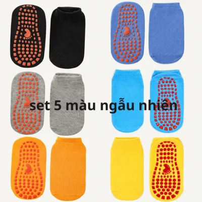 Set 5 Tất Chống Trượt Cho Bé Trai Bé Gái 1-12 Tuổi Cổ Ngắn Nhiều Màu T20 - Ảnh 3