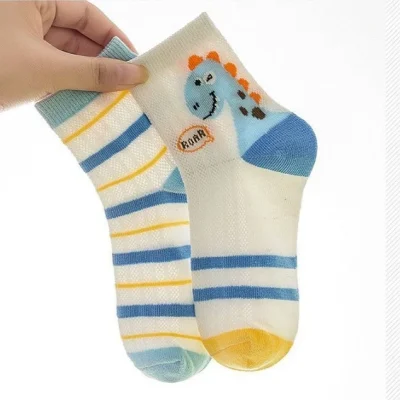 Set 5 Đôi Tất Lưới Thu Đông Cao Cổ Cho Bé 1-12 Tuổi Mẫu Khủng Long Dino T52 - Ảnh 5