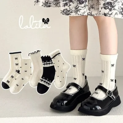 Set 5 Đôi Tất Cao Cổ Thu Đông Cho Bé Gái 1-12 Tuổi Mẫu Nơ T65 - Ảnh 4