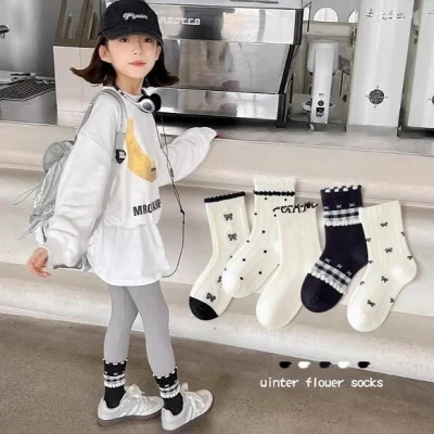 Set 5 Đôi Tất Cao Cổ Thu Đông Cho Bé Gái 1-12 Tuổi Mẫu Nơ T65 - Ảnh 7