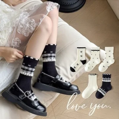 Set 5 Đôi Tất Cao Cổ Thu Đông Cho Bé Gái 1-12 Tuổi Mẫu Nơ T65 - Ảnh 5