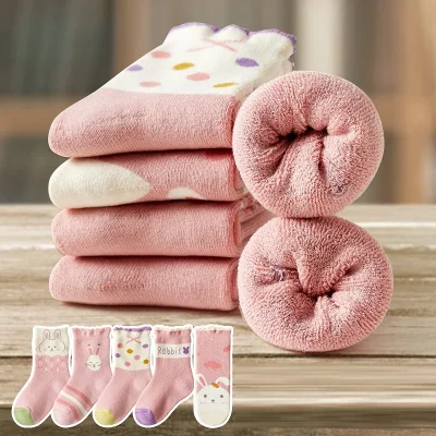 Set 5 Đôi Tất Thu Đông Cổ Cao Viền Bèo Cho Bé Gái Từ 1-12 Tuổi Mẫu Thỏ Rabbit T67. - Ảnh 5