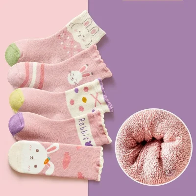 Set 5 Đôi Tất Thu Đông Cổ Cao Viền Bèo Cho Bé Gái Từ 1-12 Tuổi Mẫu Thỏ Rabbit T67. - Ảnh 9