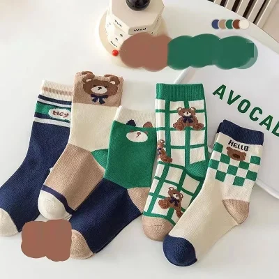 Set 5 Đôi Tất Thu Đông Vớ Cổ Cao Cho Bé 1-12 Tuổi Mẫu Gấu Caro T56 - Ảnh 10
